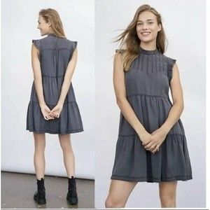 Anthropologie Jenee Tiered Tunic Dress Size XS Washed Black Colors